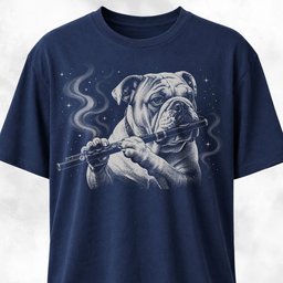 Bulldog Playing The Flute T Shirt Gift For Dog Lover