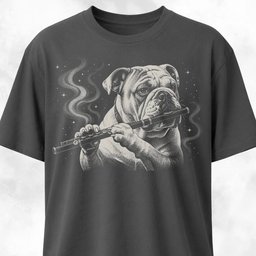 Bulldog Playing The Flute T Shirt Gift For Dog Lover