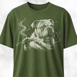 Bulldog Playing The Flute T Shirt Gift For Dog Lover