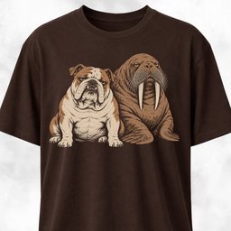 Bulldog With Walrus T Shirt Gift For Dog Lover