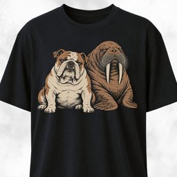 Bulldog With Walrus T Shirt Gift For Dog Lover