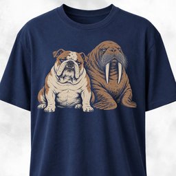 Bulldog With Walrus T Shirt Gift For Dog Lover