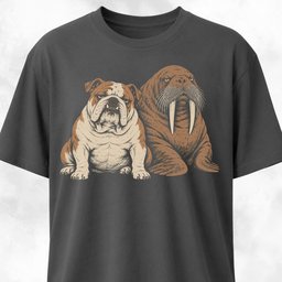Bulldog With Walrus T Shirt Gift For Dog Lover