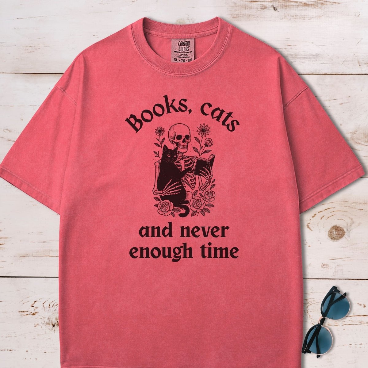 Books Cats And Never Enough Time T Shirt Gift For Cat Lover