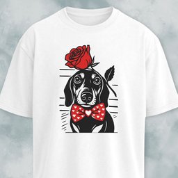 Dachshund With A Rose T Shirt Gift For Dog Lover