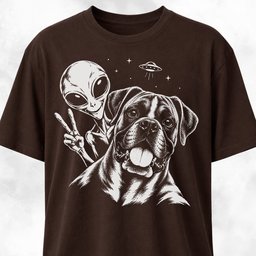 Boxer Alien Selfie T Shirt Gift For Dog Lover