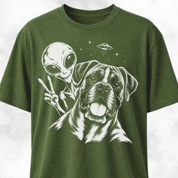Boxer Alien Selfie T Shirt Gift For Dog Lover