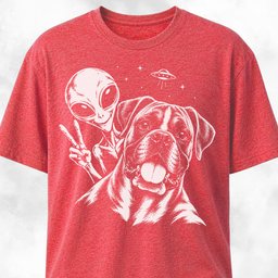 Boxer Alien Selfie T Shirt Gift For Dog Lover
