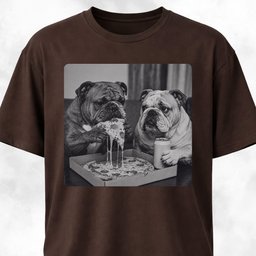 Bulldogs Eating Pizza T Shirt Gift For Dog Lover
