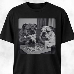 Bulldogs Eating Pizza T Shirt Gift For Dog Lover
