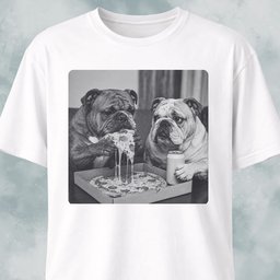 Bulldogs Eating Pizza T Shirt Gift For Dog Lover