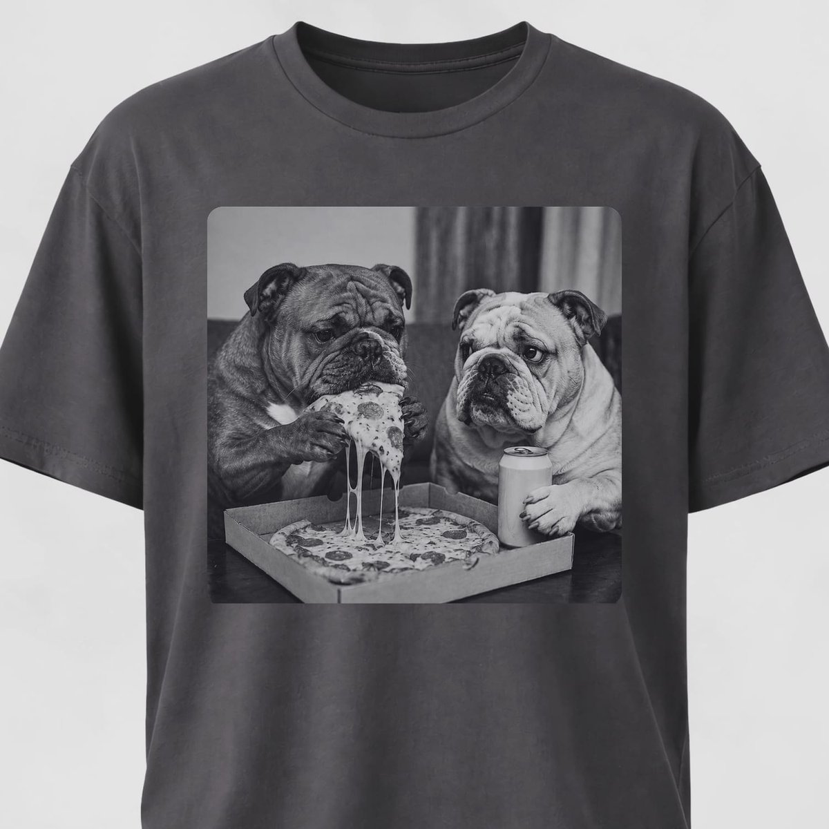 Bulldogs Eating Pizza T Shirt Gift For Dog Lover