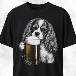 Cavalier King Charles Spaniel Sipping Beer T Shirt Gift For Dog Lover