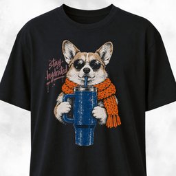Cool Corgi Staying Hydrated T Shirt Gift For Dog Lover