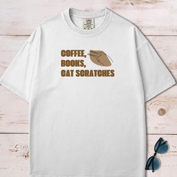 Coffee Books And Cat Scratches T Shirt Gift For Cat Lover