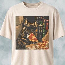 City Frenchie Eating Pizza T Shirt Gift For Dog Lover