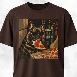 City Frenchie Eating Pizza T Shirt Gift For Dog Lover