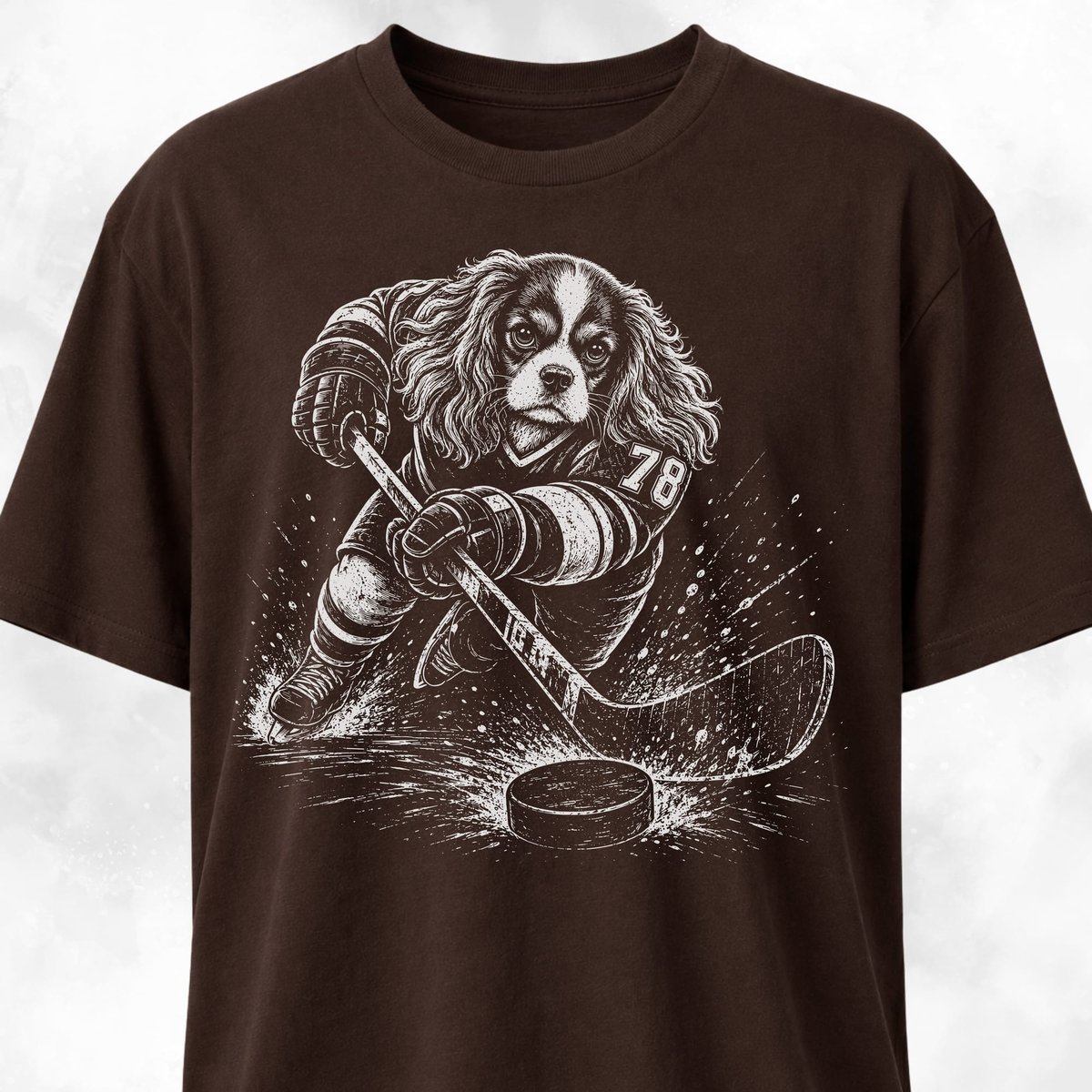 Cavalier King Charles Spaniel Playing Hockey T Shirt Gift For Dog Lover
