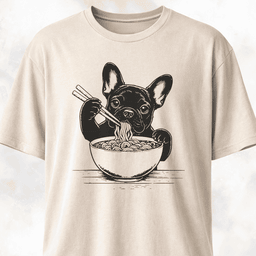 Cute Frenchie Eating Ramen Noodles T Shirt Gift For Dog Lover