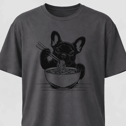 Cute Frenchie Eating Ramen Noodles T Shirt Gift For Dog Lover
