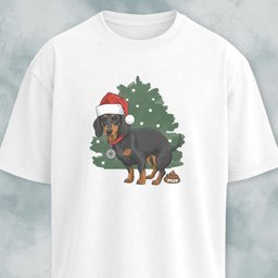 Christmas Doxie Pooping 2025 Funny T Shirt Gift For Dog Lover
