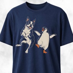 Boston Terrier Dancing With Penguin T Shirt Gift For Dog Lover
