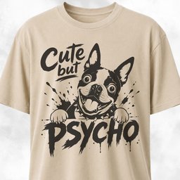 Cute But Psycho Boston Terrier T Shirt Gift For Dog Lover