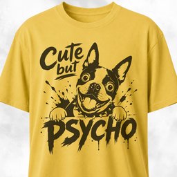 Cute But Psycho Boston Terrier T Shirt Gift For Dog Lover