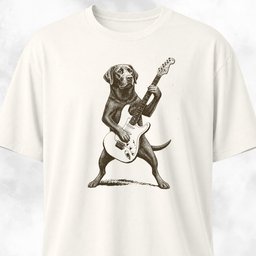 Black Labrador Playing Guitar T Shirt Gift For Dog Lover