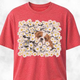 Cavalier King Charles Spaniel In A Daisies Field T Shirt Gift For Dog Lover