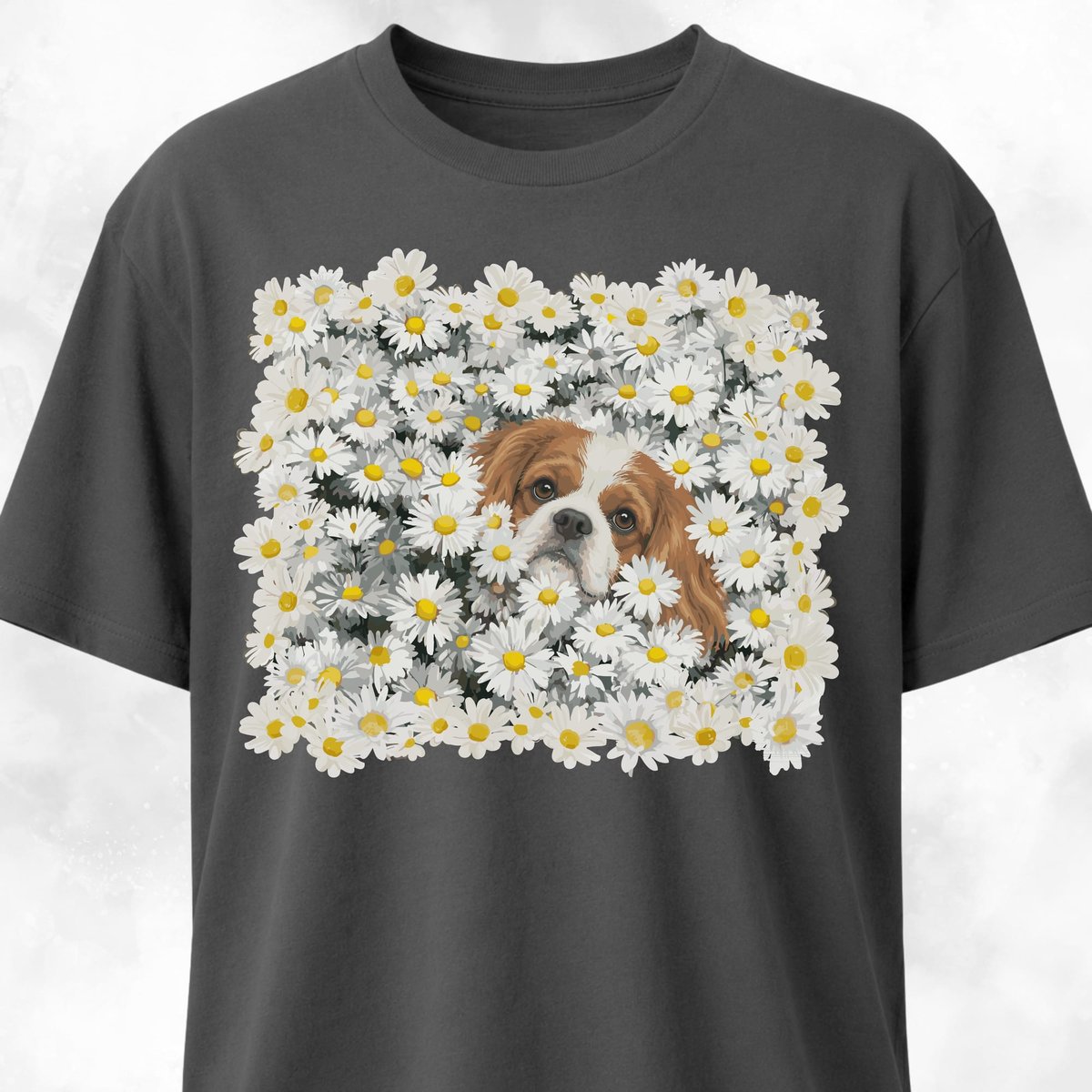 Cavalier King Charles Spaniel In A Daisies Field T Shirt Gift For Dog Lover