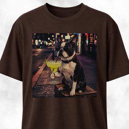 Boston Terrier Sipping Margarita T Shirt Gift For Dog Lover