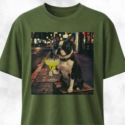 Boston Terrier Sipping Margarita T Shirt Gift For Dog Lover