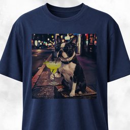 Boston Terrier Sipping Margarita T Shirt Gift For Dog Lover