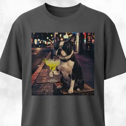 Boston Terrier Sipping Margarita T Shirt Gift For Dog Lover