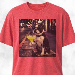 Boston Terrier Sipping Margarita T Shirt Gift For Dog Lover