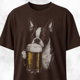 Boston Terrier Drinking Beer T Shirt Gift For Dog Lover