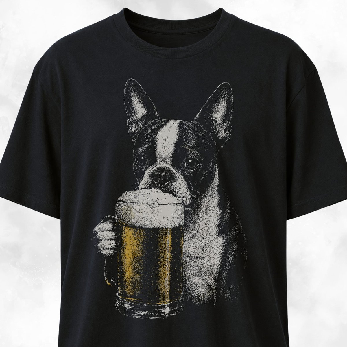 Boston Terrier Drinking Beer T Shirt Gift For Dog Lover