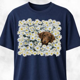 Brown Doxie In A Daisies Field T Shirt Gift For Dog Lover