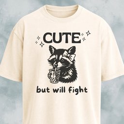 Cute But Will Fight Raccoon T Shirt Gift For Dog Lover