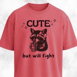 Cute But Will Fight Raccoon T Shirt Gift For Dog Lover