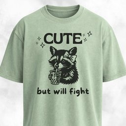 Cute But Will Fight Raccoon T Shirt Gift For Dog Lover