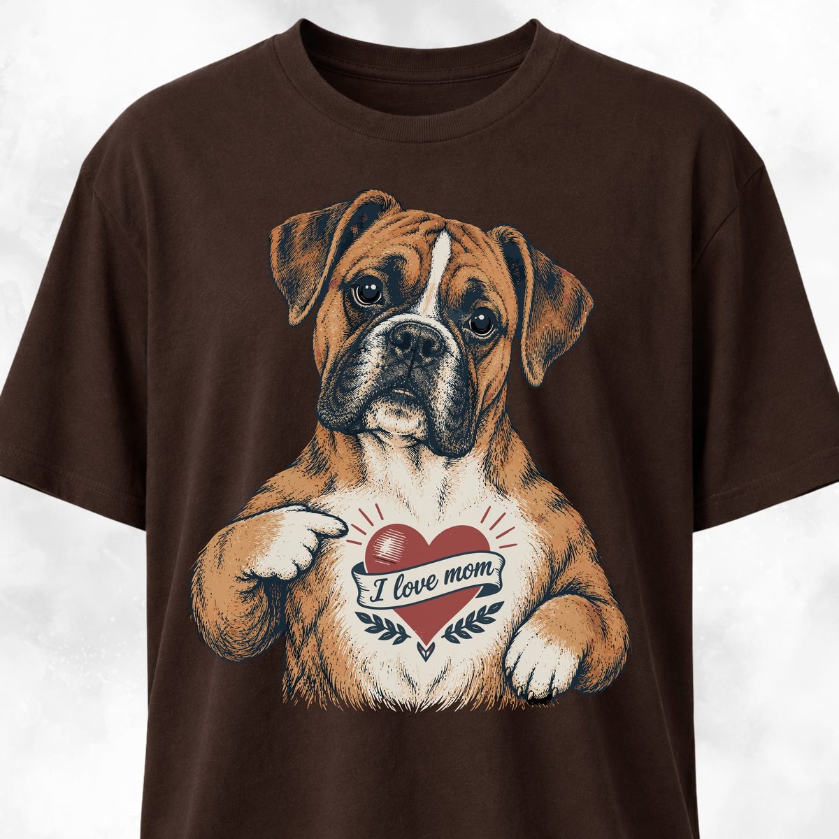 Boxer Love Mom Chest Tattoo T Shirt Gift For Mom