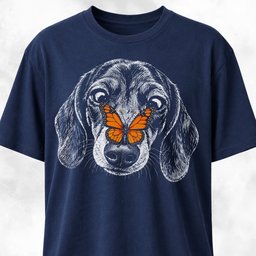 Dachshund With Butterfly T Shirt Gift For Dog Lover