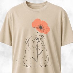 Bulldog Smelling Poppy T Shirt Gift For Dog Lover
