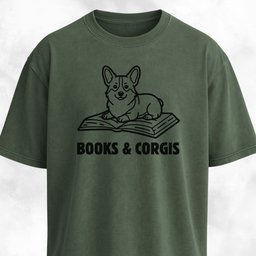 Books And Corgis T Shirt Gift For Dog Lover