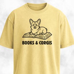 Books And Corgis T Shirt Gift For Dog Lover