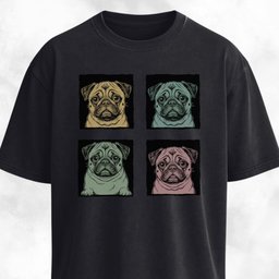 Colored Pugs Grid Graphic T Shirt Gift For Dog Lover