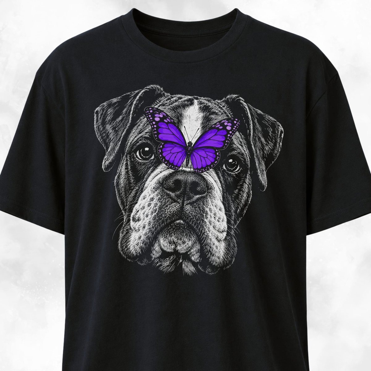 Boxer With Butterfly T Shirt Gift For Dog Lover