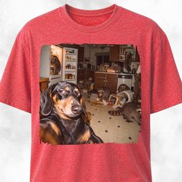 Dachshund Polaroid Raccoon Kitchen Chaos T Shirt Gift For Dog Lover